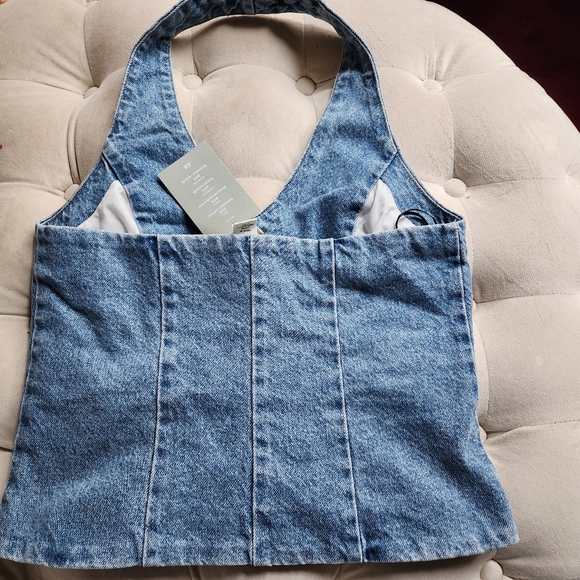 NO LOW BALLING!! H&M denim halter vest light blue  NWT. - Picture 2 of 4